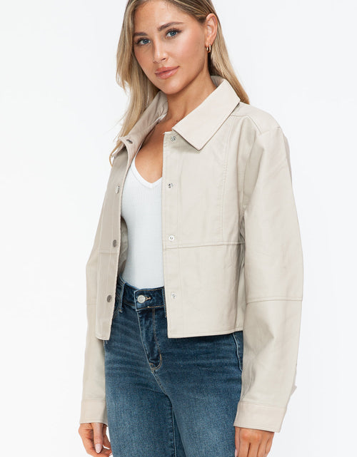 Load image into Gallery viewer, Snobbish Snap Down Long Sleeve PU Leather Jacket
