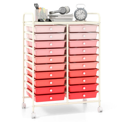 Load image into Gallery viewer, 20 Drawers Rolling Storage Cart Studio Organizer-Gradient Pink
