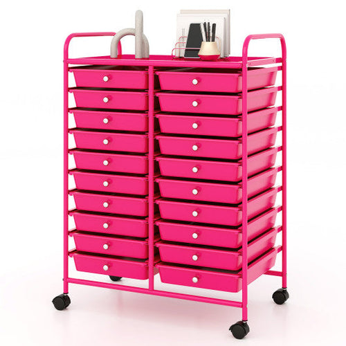 Load image into Gallery viewer, 20 Removable Drawers Rolling Storage Cart Studio Organizer-Pink
