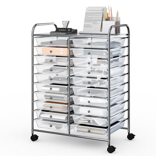 Load image into Gallery viewer, 20 Drawers Storage Rolling Cart Studio Organizer-Transparent
