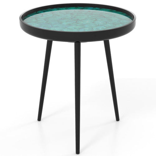 Load image into Gallery viewer, 20 Inch Mid-century Modern Coffee End Table with Sea Shell Decoration-Green
