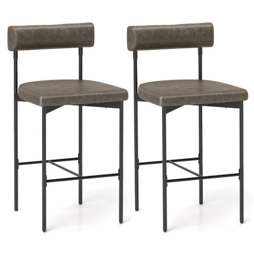Load image into Gallery viewer, 20 Inch Upholstered Bar Stools Set of 2 Counter Height Bar Chairs with  Backrest-Gray
