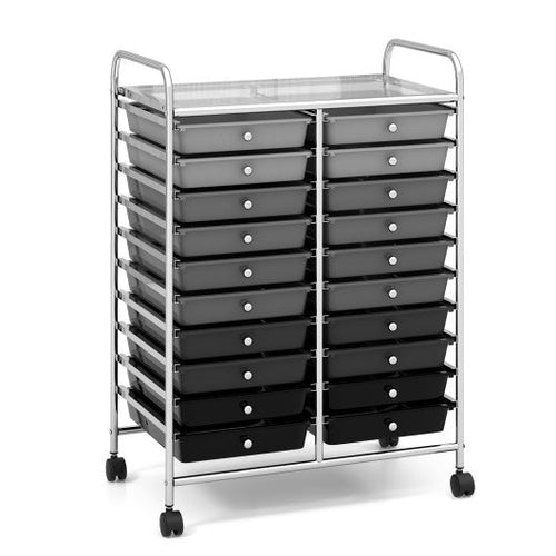 Load image into Gallery viewer, 20 Drawers Rolling Storage Cart Studio Organizer-Black &amp; Gray
