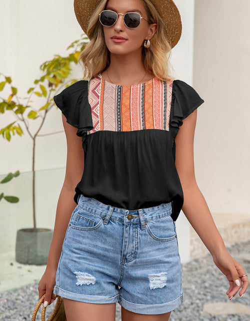 Load image into Gallery viewer, Ivy Lane Contrast Print Butterfly Sleeve Top
