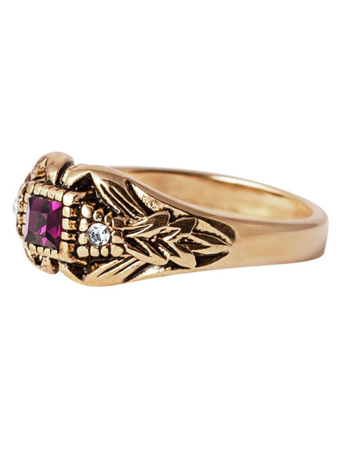 Load image into Gallery viewer, Vintage 1980's Ring Austrian Crystal 18k Antique YellwoWhite Gold Electroplated Made in the USA by PVD Vintage Jewelry
