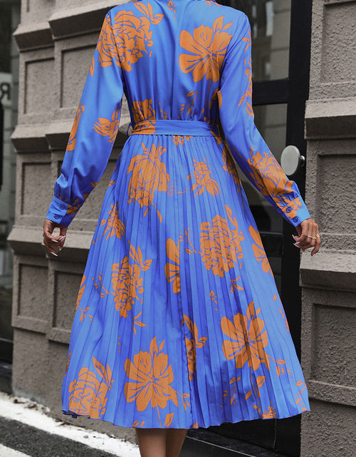 Load image into Gallery viewer, Perfee Floral Pleated Surplice Long Sleeve Midi Dress
