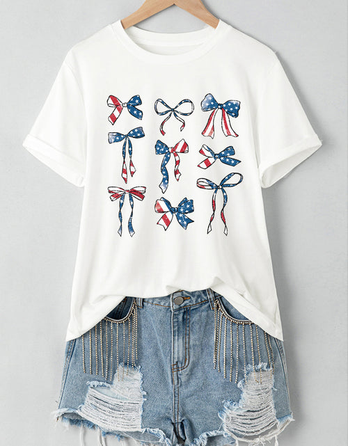 Load image into Gallery viewer, Bow Round Neck Short Sleeve T-Shirt
