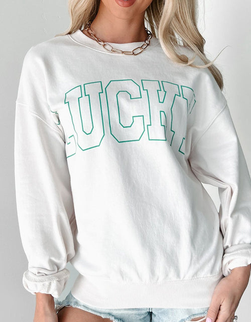 Load image into Gallery viewer, LUCKY Graphic Round Neck Long Sleeve Sweatshirt
