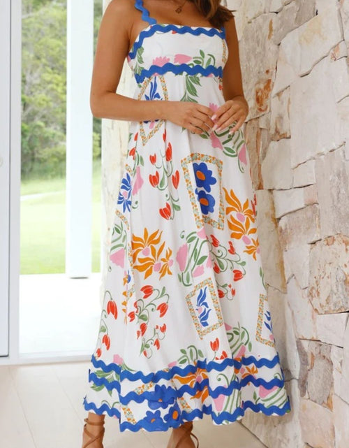 Load image into Gallery viewer, Printed Square Neck Wide Strap Midi Dress
