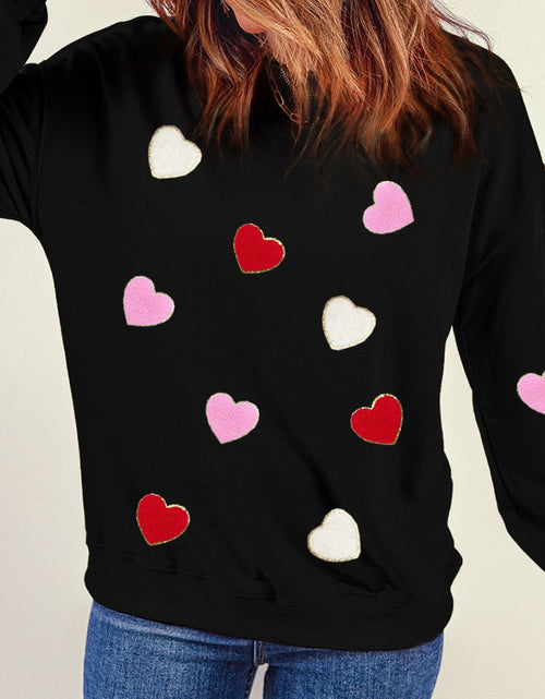 Load image into Gallery viewer, Valentine's Day Contrast Heart Long Sleeve Sweatshirt
