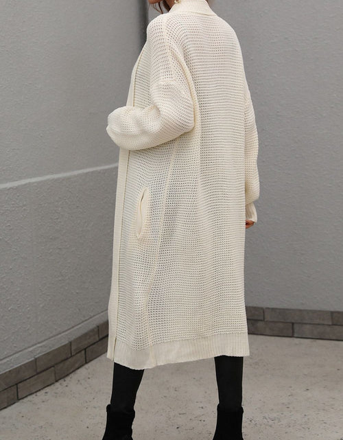 Load image into Gallery viewer, Waffle Knit Open Front Duster Cardigan With Pockets
