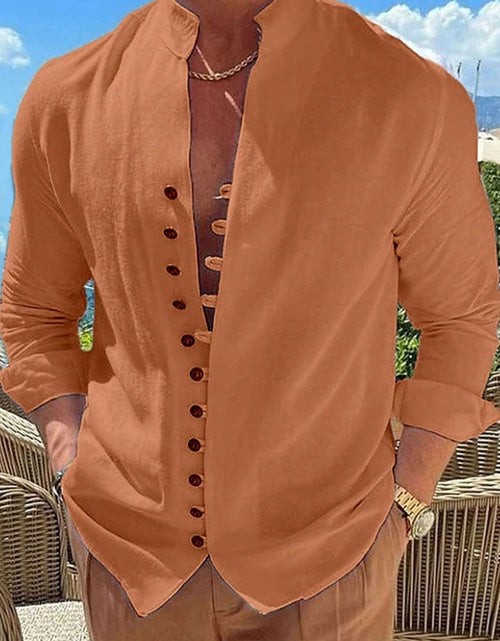 Load image into Gallery viewer, Men's Full Size Button Front Long Sleeve Shirt Plus Size
