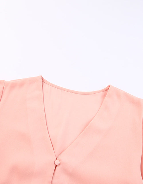 Load image into Gallery viewer, V-Neck Tie Hem Flutter Sleeve Blouse
