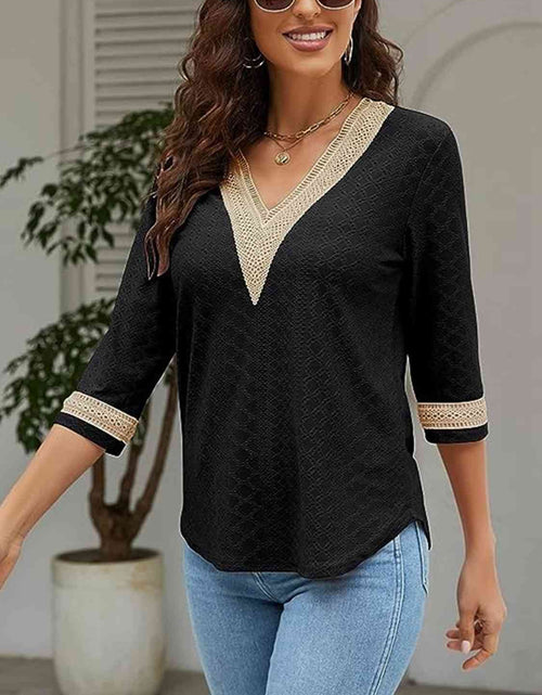 Load image into Gallery viewer, V-Neck Eyelet Blouse

