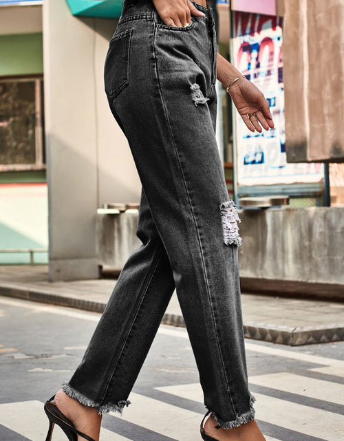 Load image into Gallery viewer, Distressed Buttoned Loose Fit Jeans
