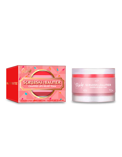 Load image into Gallery viewer, RUDE Scrubski &amp; Balmer Lip Exfoliator and Lip Balm - Juicy Peach
