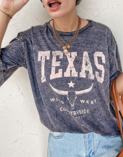 Load image into Gallery viewer, TEXAS Steer Head Graphic Mineral Wash Oversized T-Shirt
