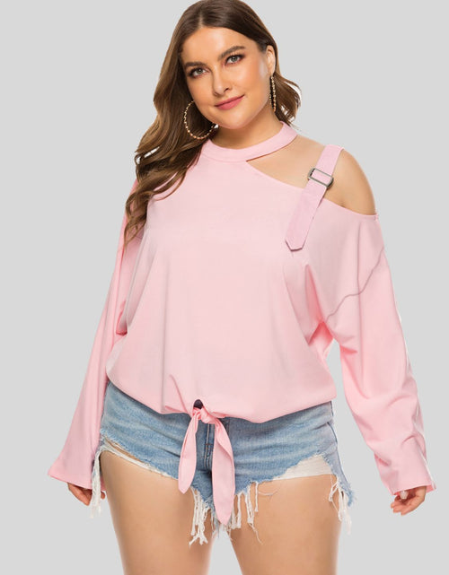 Load image into Gallery viewer, Plus Size Cold-Shoulder Tied Top
