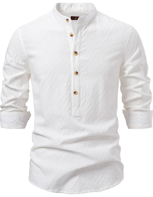 Load image into Gallery viewer, Men's Half Button Geometric Texture Collared Neck Shirt
