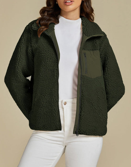 Load image into Gallery viewer, Zip Up Long Sleeve Plush Jacket
