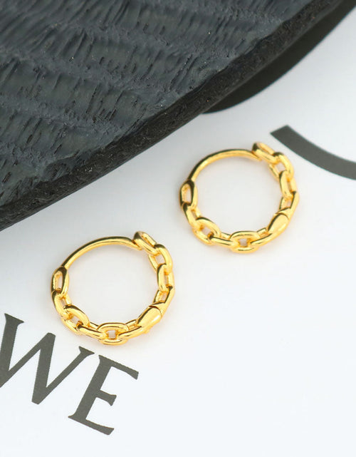 Load image into Gallery viewer, 18K Gold Chain Link Endless Hoop Earrings
