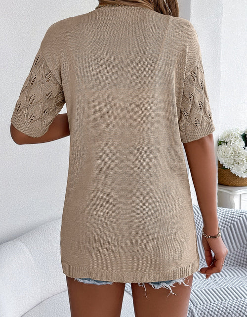Load image into Gallery viewer, Openwork Open Front Short Sleeve Cardigan
