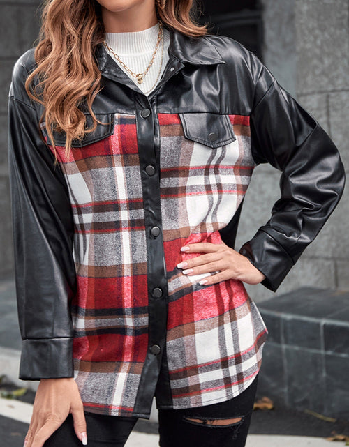 Load image into Gallery viewer, Ivy Lane Plaid Button Up Dropped Shoulder Jacket
