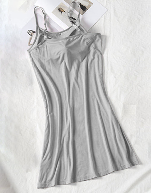 Load image into Gallery viewer, Round Neck Spaghetti Strap Cami Dress with Bra
