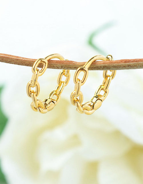 Load image into Gallery viewer, 18K Gold Chain Link Endless Hoop Earrings
