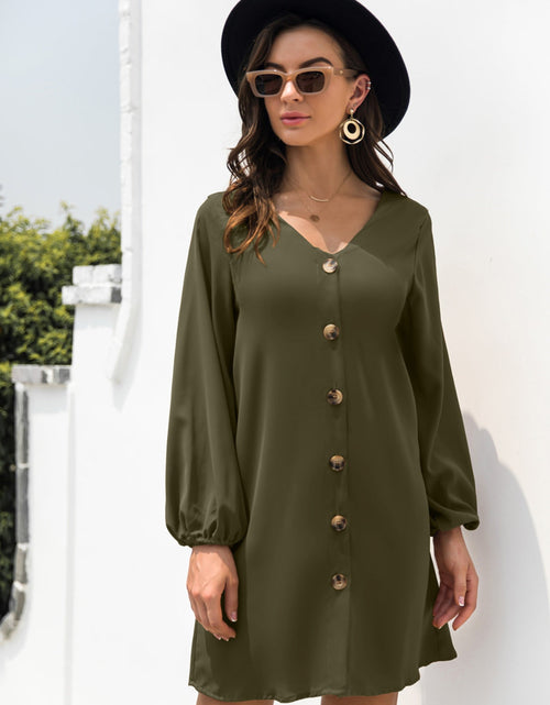 Load image into Gallery viewer, V-Neck Long Sleeve Mini Dress

