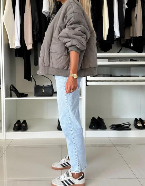 Load image into Gallery viewer, Baseball Collar Snap Down Long Sleeve Jacket
