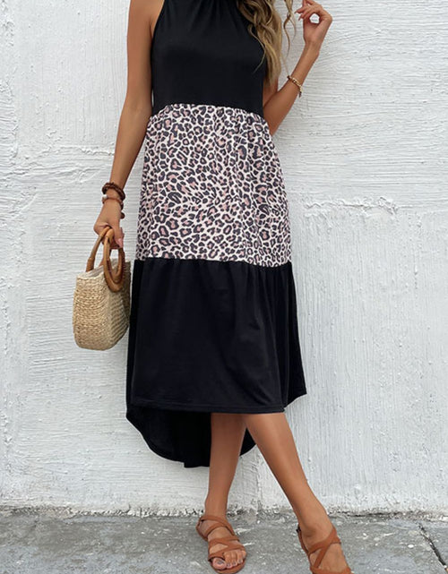 Load image into Gallery viewer, Perfee Leopard Contrast Sleeveless Maxi Dress
