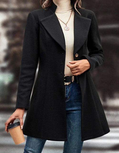 Load image into Gallery viewer, Collared Neck Long Sleeve Longline Coat
