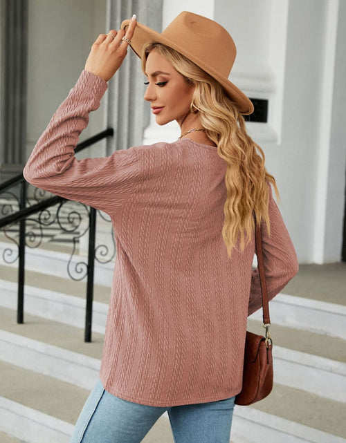 Load image into Gallery viewer, Decorative Button V-Neck Long Sleeve T-Shirt
