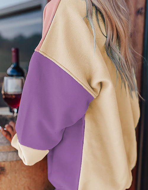 Load image into Gallery viewer, Contrast Round Neck Long Sleeve Sweatshirt

