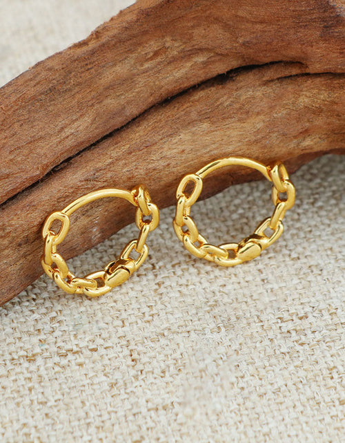 Load image into Gallery viewer, 18K Gold Chain Link Endless Hoop Earrings
