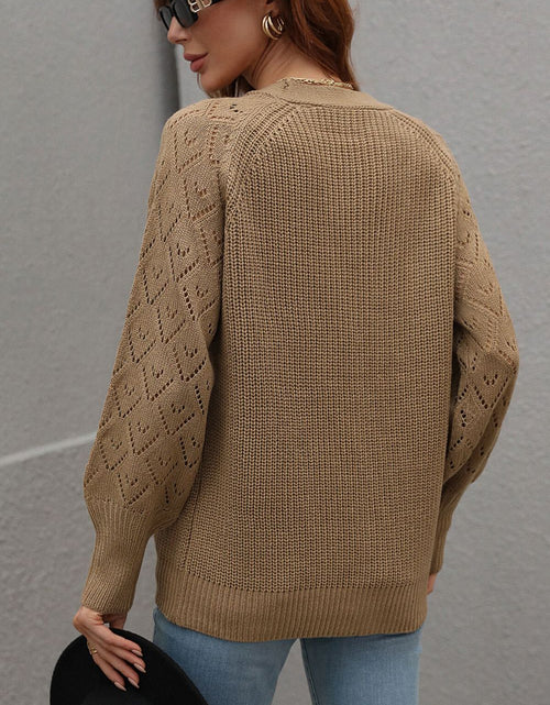 Load image into Gallery viewer, Rib-Knit Plunge Raglan Sleeve Cardigan
