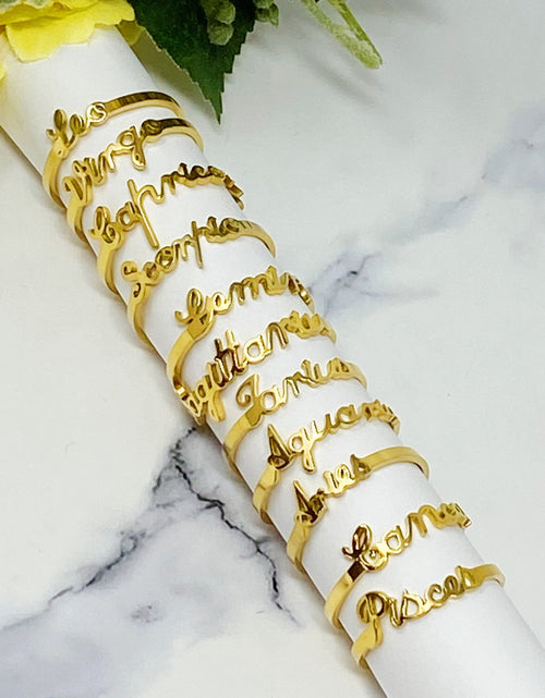 Load image into Gallery viewer, Scripted Zodiac Ring by Ellisonyoung.com
