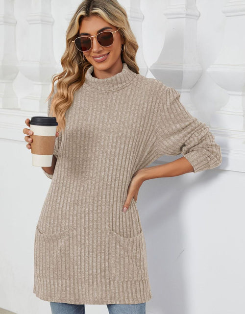 Load image into Gallery viewer, Ribbed Mock Neck Long Sleeve T-Shirt
