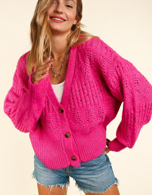 Load image into Gallery viewer, Haptics Full Size Button Down Crop Long Sleeve Cardigan
