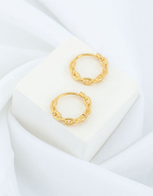 Load image into Gallery viewer, 18K Gold Chain Link Endless Hoop Earrings
