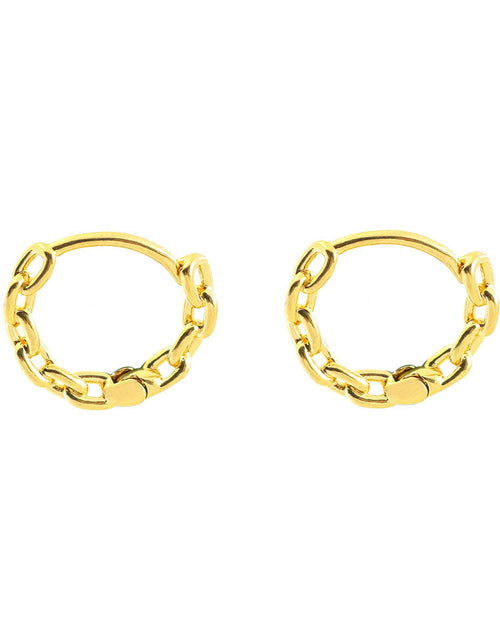 Load image into Gallery viewer, 18K Gold Chain Link Endless Hoop Earrings

