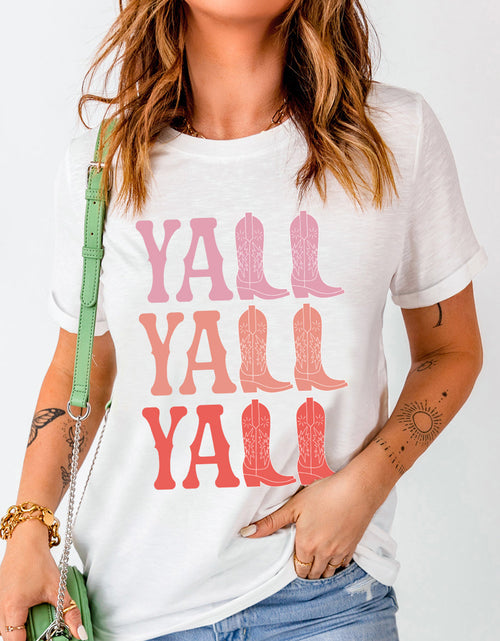 Load image into Gallery viewer, Letter Graphic Round Neck Short Sleeve T-Shirt
