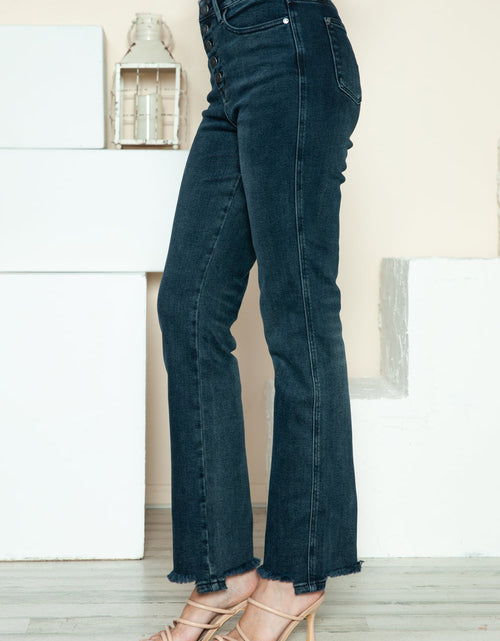 Load image into Gallery viewer, Judy Blue Full Size Button Fly Hem Destroy Straight Jeans
