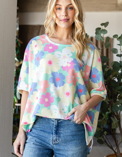 Load image into Gallery viewer, HOPELY Floral Waffle Oversized T-Shirt
