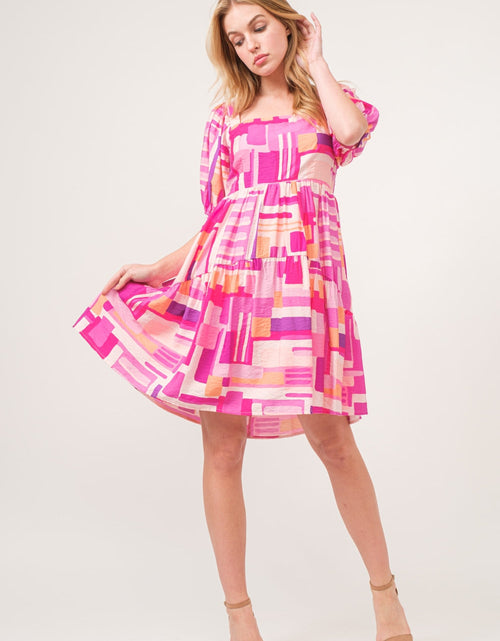 Load image into Gallery viewer, And The Why Color Block Puff Sleeve Dress
