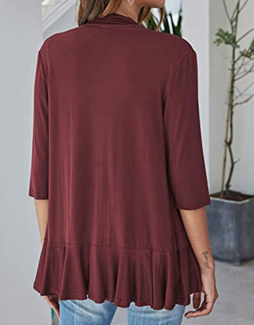Load image into Gallery viewer, Open Front Ruffle Trim Cardigan
