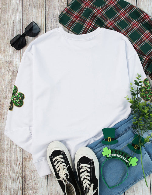 Load image into Gallery viewer, Sequin Lucky Clover Long Sleeve Sweatshirt
