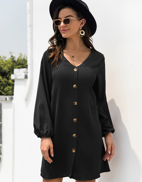 Load image into Gallery viewer, V-Neck Long Sleeve Mini Dress
