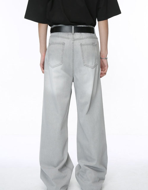 Load image into Gallery viewer, Washed Cat Whisker Straight-Leg Jeans
